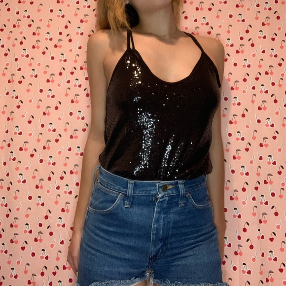 Black sparkly two piece top (not connected) - Picture 1 of 3